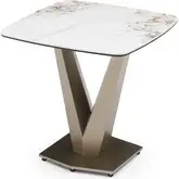Pandora End Table in Multicolor Gloss Ceramic & Bronze